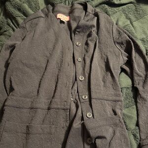 koi grey Textured Button-Up Scrub Jacket